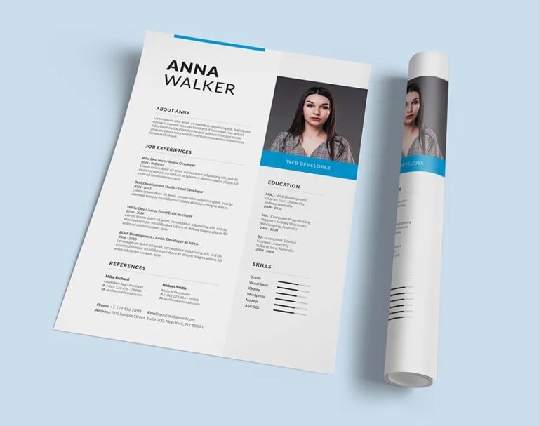 Free Resume Template with Cover Letter PSD