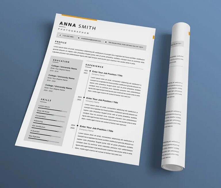 2-Page Free Resume Template PSD